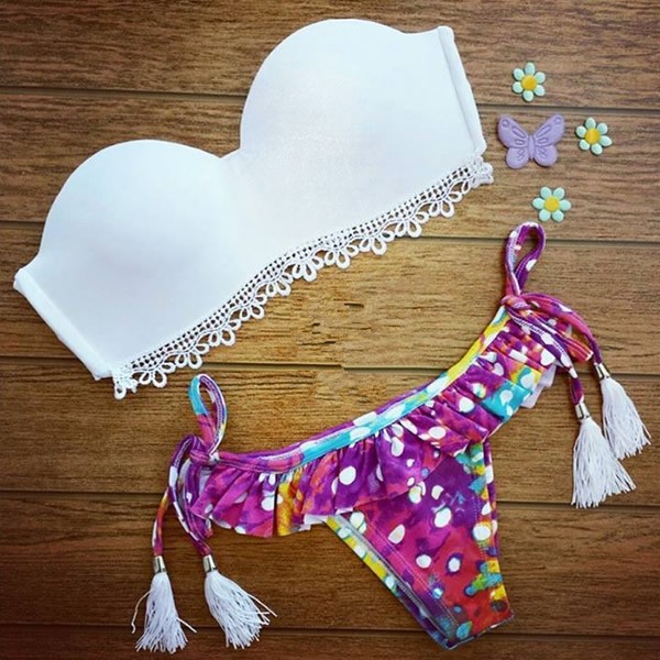 F4483 NEW 2016 Women Bandage Bikini Set Padded Bra e Swimsuit